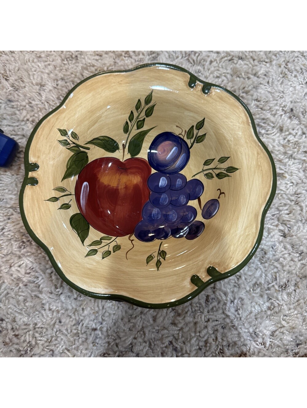 Home Trends Verdona 8.25" Salad Soup Bowl Fruit Apples Plum Grapes Set of 3